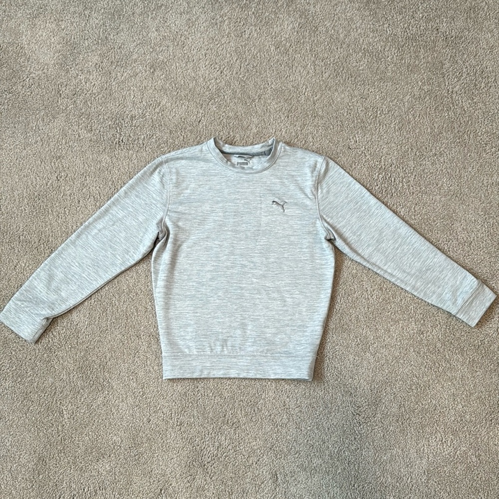 Puma Boys XS Pullover Kids Extra Small Gray Golf Sweatshirt Crewneck Sporty